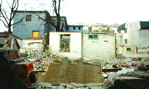 The rubble of architect Liang Sicheng's old residence on Saturday. Liang protested, in vain, the demolition of Beijing's old city walls in the 1950s. Photo: Guo Yingguang/GT