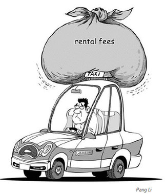 Taxi drivers in many places have been complaining about being overcharged for contract fees. [Photo/China Daily]