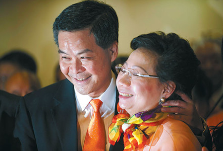 Leung Chun-ying and his wife