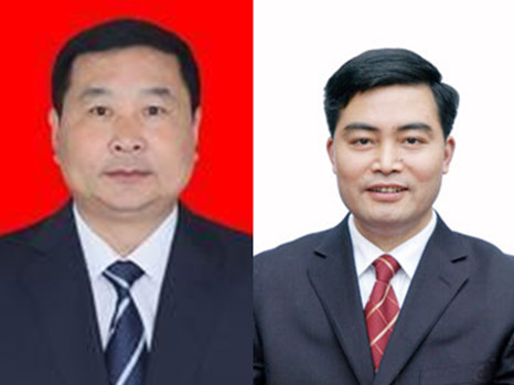 Zuo Zheng (left), is appointed as the new party chief of Shifang City. Li Chengjin, former party chief, was moved to the postition of an assistant to the newly-appointed party chief.