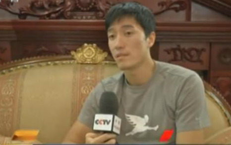 Liu Xiang speaks in an interview with China Central Television on Thursday in Shanghai. [Photo/cntv.cn]