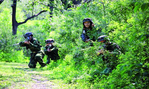      Paintball is just one shooting option visitors can indulge in at the Aolin Shooting Range in Beijing. Photo: Courtesy of Aolin Shooting Range 