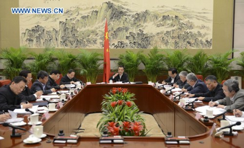 Chinese Vice Premier Li Keqiang (C), also a member of the Standing Committee of the Political Bureau of the Communist Party of China (CPC) Central Committee, presides over a conference on national comprehensive reform pilot areas in Beijing, capital of China, Nov. 21, 2012. (Xinhua/Xie Huanchi)