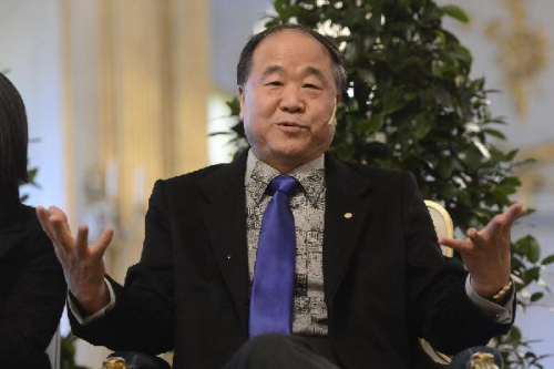 Mo Yan, this year's winner of the Nobel Prize for Literature, attends a press conference in Stockholm, capital of Sweden, on Dec. 6, 2012. (Xinhua/Wu Wei)