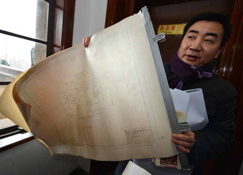 A blueprint of the palace is shown on Wednesday. [PHOTO BY SONG QIAO / FOR CHINA DAILY]