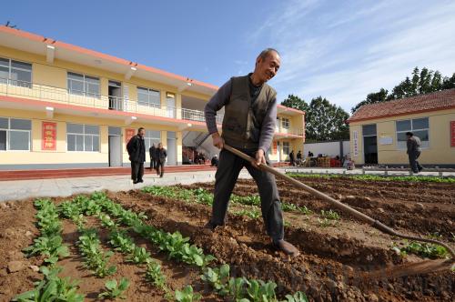 MAKING RETIREMENT COLORFUL: A retired man grows vegetables in a nursing home in Handan, Hebei Province (ZHENG RONGXI)