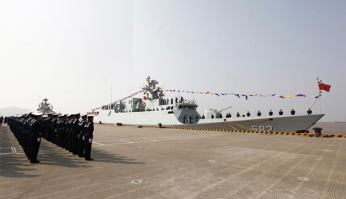 The Chinese Navy held a commissioning ceremony for the frigate Bengbu in Zhoushan, Zhejiang province, March 12, 2013. The Chinese-developed next-generation stealth frigate was commissioned to the People's Liberation Army Navy (PLA Navy) on Tuesday. [Photo