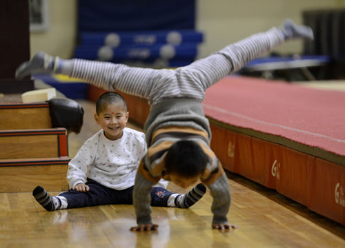 Children find an outlet for their energy at a school in Shanghai. AN LINGJUN / FOR CHINA DAILY 