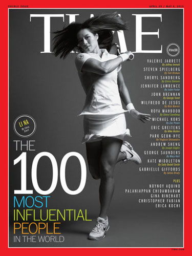 Li Na graces cover of the 2013 Time magazine. [Photo/time100.time.com]