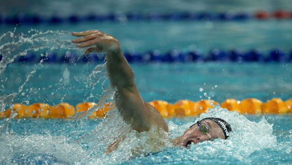 Hungary's world champion Katinka Hosszu competes in the women's 200m freestyle final during the FINA short course World Cup in Beijing, Nov 13, 2013. [Photo/Xinhua]