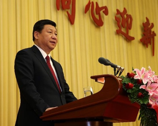 Chinese President Xi Jinping addresses a New Year tea party held by the National Committee of the Chinese People's Political Consultative Conference (CPPCC), China's top political advisory body, in Beijing, capital of China, Dec. 31, 2013. (Xinhua/Pang Xinglei) 