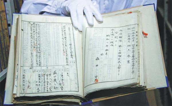 Japanese files detailing the activities of the Imperial Army during the occupation of China, have been made available to the public for the first time in Changchun, Jilin province. [Photo by Song Wei/China Daily] 