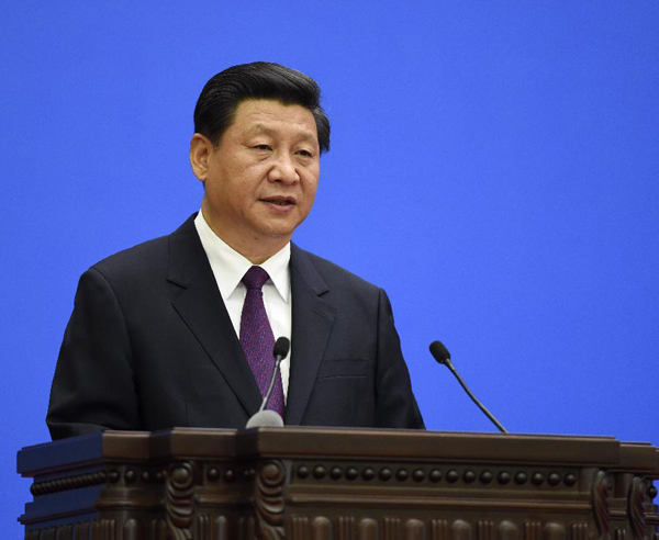 Chinese President Xi Jinping delivers a keynote speech at a conference marking the 60th anniversary of the Five Principles of Peaceful Coexistence in the Great Hall of the People in Beijing, capital of China, June 28, 2014. (Xinhua/Li Xueren)