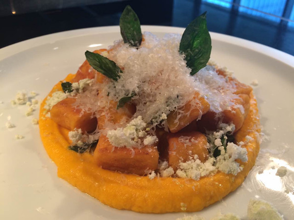 Squash gnocchi is among Bradley Hull's favorite creations. (Photo provided to China Daily)