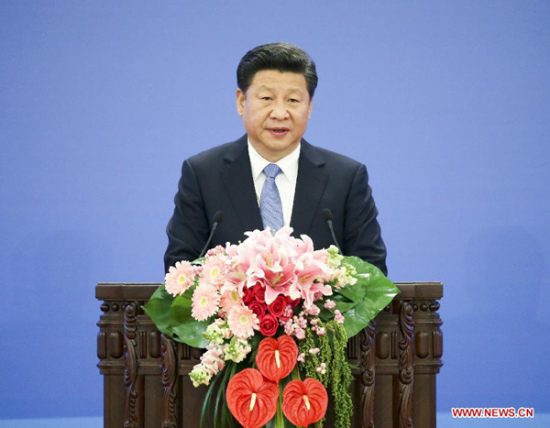 President Xi Jinping addresses the 2015 Global Poverty Reduction and Development Forum in Beijing, capital of China, Oct. 16, 2015. (Photo/Xinhua)