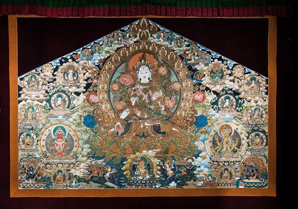 White Tara, a thangka painting that is included in the digital project by Baidu Baike to promote the country's intangible cultural heritage.(Photo provided to China Daily)