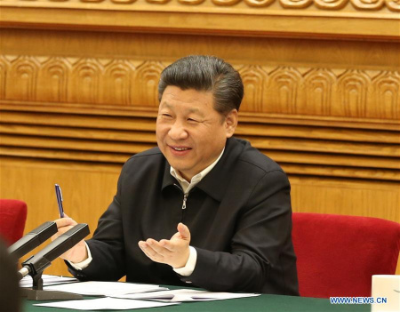 Chinese President Xi Jinping, also head of the central Internet security and informatization leading group, presides over a symposium on cyberspace security and informatization in Beijing, capital of China, April 19, 2016. (Xinhua/Ma Zhancheng)