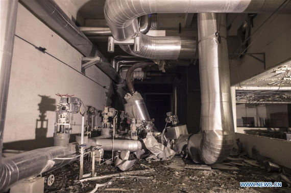 Photo taken on Aug. 12, 2016 shows the explosion site at a power plant in Dangyang, central China's Hubei Province.  (Photo: Xinhua/Xiao Yijiu)