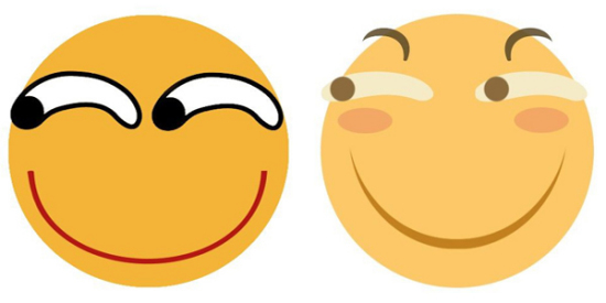 A contrast of the "drool" emoji (left) and the updated "funny" emoji (right) (Photo provided to chinadaily.com.cn)