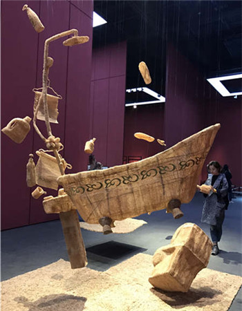 The Fourth China Sculpture Exhibition is running at Shandong Art Museum through Nov 13. Works by up-and-coming artists are one of the highlights of the show. (Photo provided to China Daily)