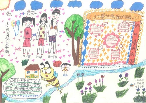 A drawing by Grade 3 student Wu Yajing shows her understanding of puberty. (Photo/Courtesy of Han Xuemei)