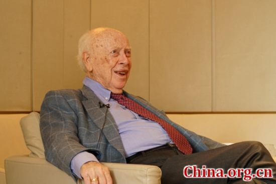 James D. Watson, Nobel laureate for physiology or medicine, talks with China.org.cn. (Photo/China.org.cn)