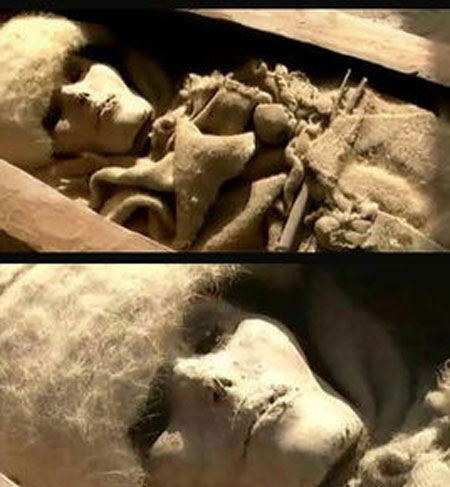 A Loulan female mummy. (Photo provided to chinadaily.com.cn)