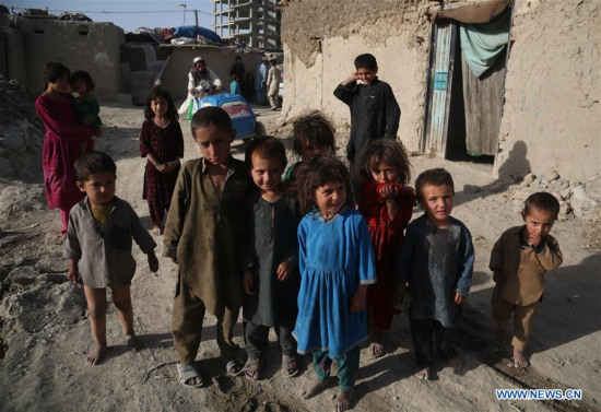 Afghan displaced children are seen in Kabul, Afghanistan, June 20, 2017, the World Refugee Day. (Xinhua/Rahmat Alizadah)