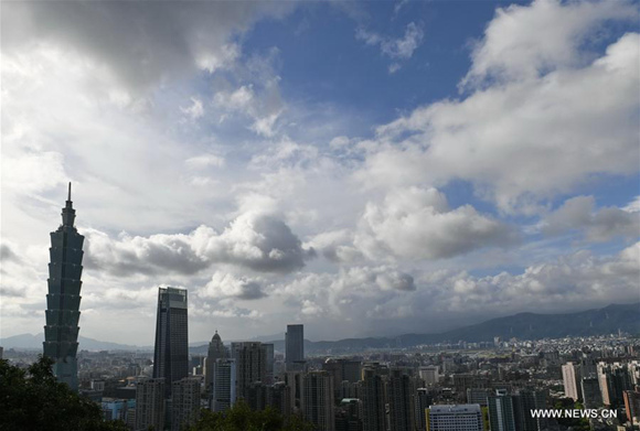 Photo taken on July 28, 2017 shows the clouds scenery in Taipei, southeast China's Taiwan. Typhoon Nesat, the ninth typhoon of the year, will hit southeast China Saturday, the country's national observatory said Friday. (Xinhua/Zhou Mi)