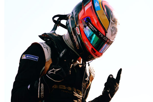 Techeetah driver Jean-Eric Vergne celebrates after winning the race in Montreal, Canada. (Photo provided to chinadaily.com.cn)