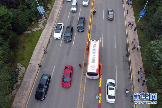 A zipper truck on a road. (Photo/Xinhua)