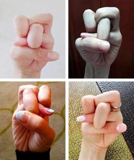 Screenshots from Weibo feature the "finger knot".