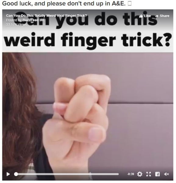 The BuzzFeed video that teaches you how to make a "finger knot".