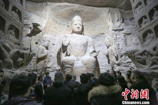 A full-size replica of Buddhist statues from the Yungang Grottoes in North China's Shanxi province. [Photo/chinanews.com]