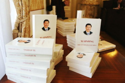 Books of <i>Xi Jinping: Governance of China</i>. (File photo)