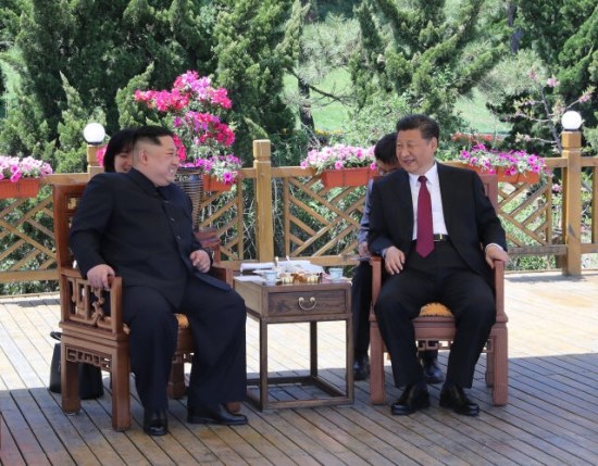 Xi Jinping and Kim Jong-un hold talks in Dalian, northeast China's Liaoning Province, on May 7-8, 2018. (Photo/Xinhua)