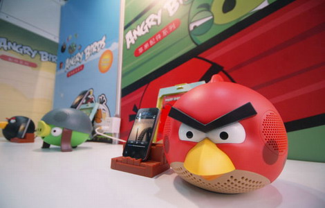 Angry Birds spinoff products on display at the Macworld Asia 2011 in Beijing. [File Photo] 