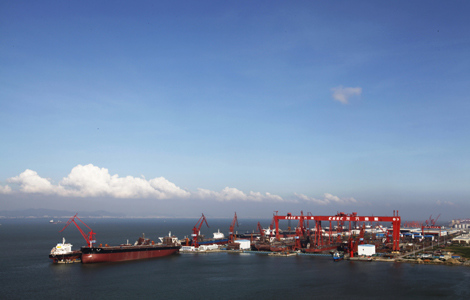 The manufacturing base of CSSC Guangzhou Longxue Shipbuilding Co in Nansha district, Guangzhou. [Photo / China Daily] 