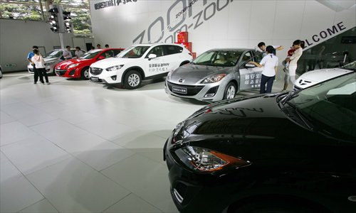 Japanese cars are displayed in Weifang, Shandong Province on September 16. While sales of German, US, South Korean and French vehicles rose in August, Japanese car sales dropped by 2 percent year-on-year in August, according to China Association of Automobile Manufacturers. Photo: CFP 