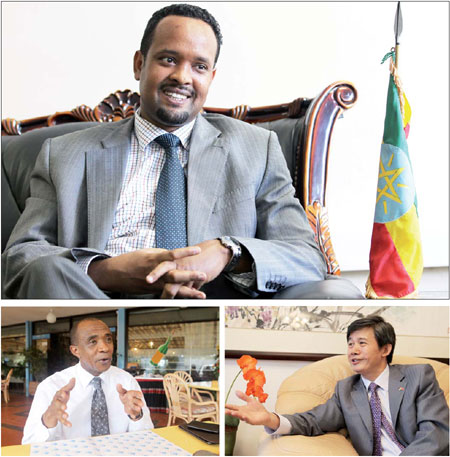 Clockwise from top: Ahmed Shide, Ethiopian state minister of finance and economic development; Gong Jianzhong, China's ambassador to Ghana; Ngari Gituku, vice-chairman of the Kenya China Friendship Association. Photos by Feng Yongbin / China Daily 