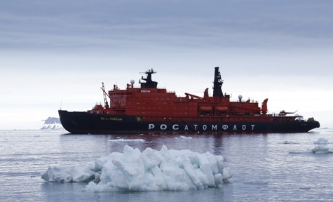 A Russian ice-breaking vessel in the Arctic. Extreme climate conditions in the region, such as fog, low temperatures, icing up and long nights, mean that shipping companies will have to make further investments in new ice-capable vessels with enhanced hulls. This will boost business for Chinese shipbuilders, said Remi Eriksen, chief executive officer of maritime and oil and gas with the Norway-based Det Norske Veritas. [Photo/Provided to China Daily]