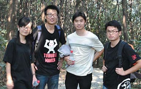 Chu Yanli joins her colleagues on holiday. She's the only woman among 24 men on her Alipay team. Provided to China Daily