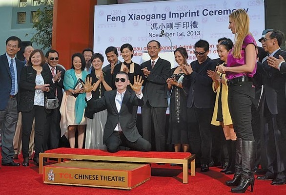 Chinese film director Feng Xiaogang left his handprints outside the TCL Chinese Theater in Hollywood. Provided to China Daily  