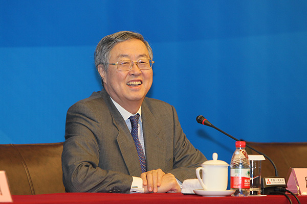 Zhou Xiaochuan attends a press conference in Shanghai, China, Feb 26, 2016. (Photo/Gao Eqiang)