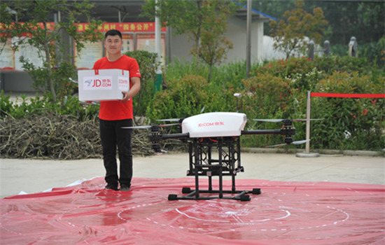 JD.com's self-developed drones are pictured in Suqian city of East China's Jiangsu province. (Photo provided to chinadaily.com.cn)