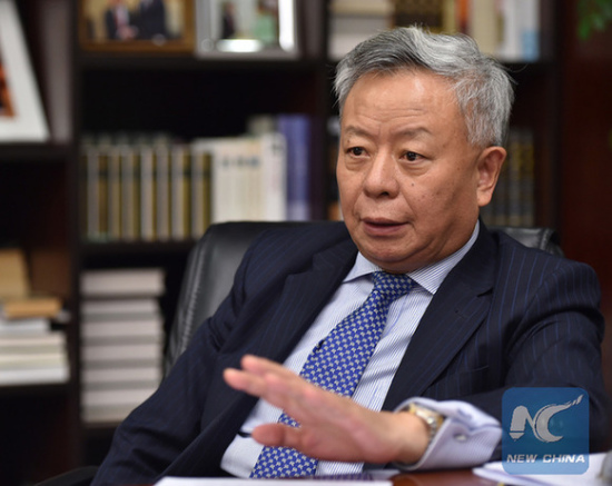 Asian Infrastructure Investment Bank (AIIB) president-designate Jin Liqun receives an interview with Xinhua in Beijing, capital of China, on Dec. 10, 2015. (Xinhua/Li Xin)