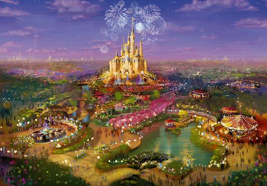 Architectural rendering of Shanghai Disney Resort (File photo: Beijing News)