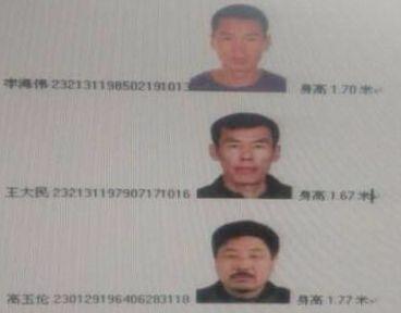 This combo photo shows the ID information of three escaped detainees in Heilongjiang province. (Source: Chinanews.com)