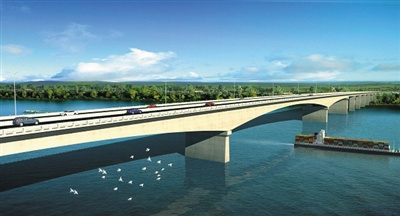 A design sketch of the Zemun-Borča Bridge. 