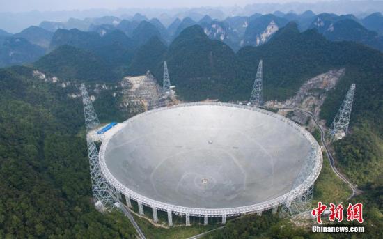 File photo shows the Five-hundred-meter Aperture Spherical Radio Telescope (FAST) in southwest China's Guizhou Province. (Photo/China News Service)